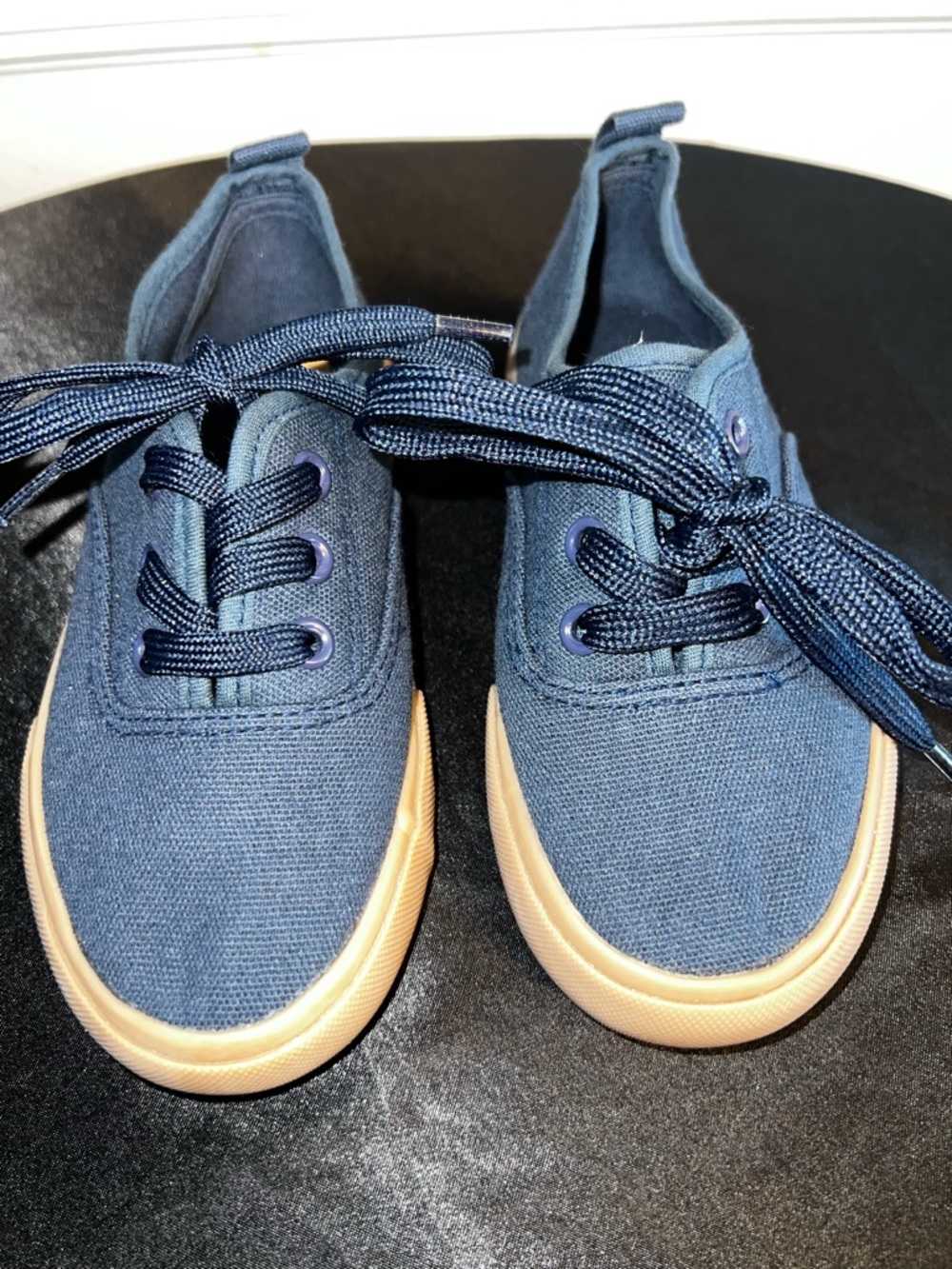 Kids Navy Canvas Sneakers with Gum Sole